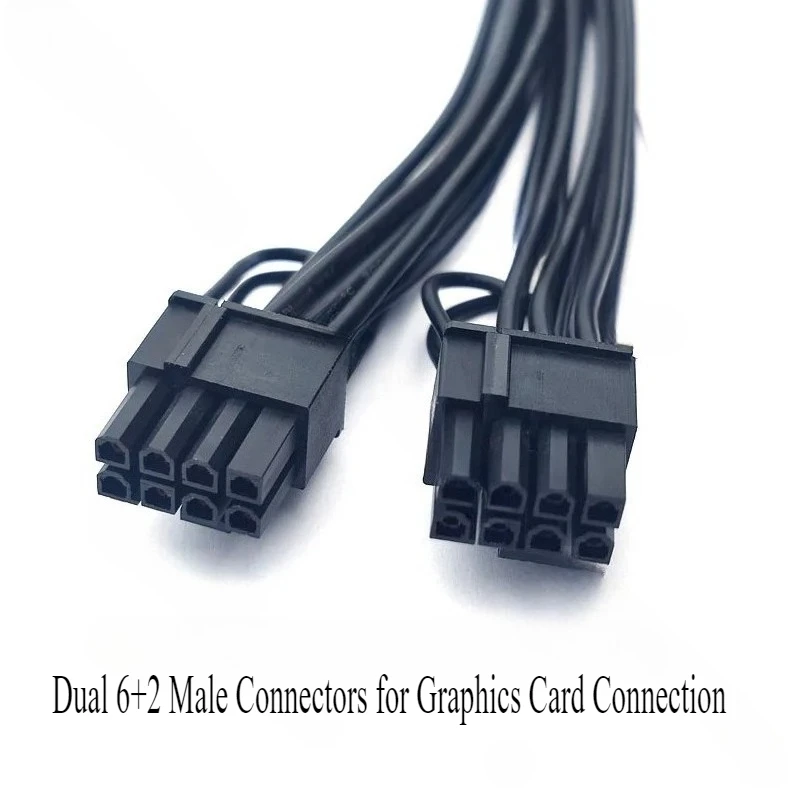 يتكيف مع 12VHPWR أنثى إلى رأس مزدوج 6 + 2 ذكر 16Pin ATX3.0 PCIE5.0 سلك الطاقة المزدوج 8P كابل محول تحويل