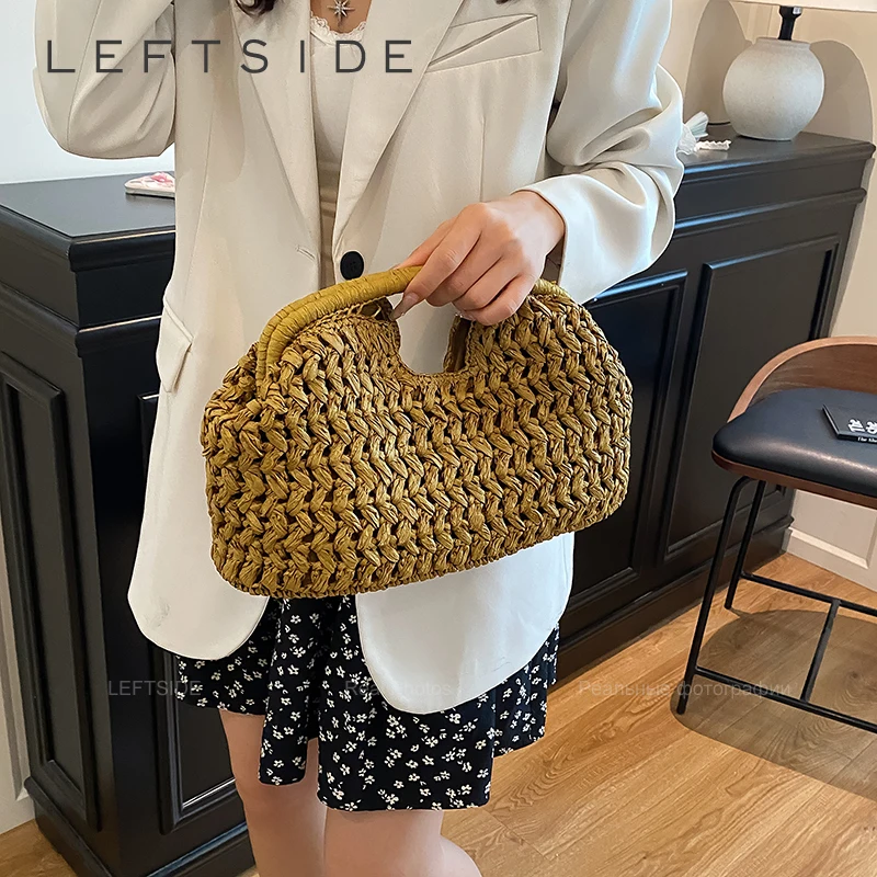 LEFTSIDE Weave Straw Shoulder - Luxury Beach Bags Ysl ulasan dan harga