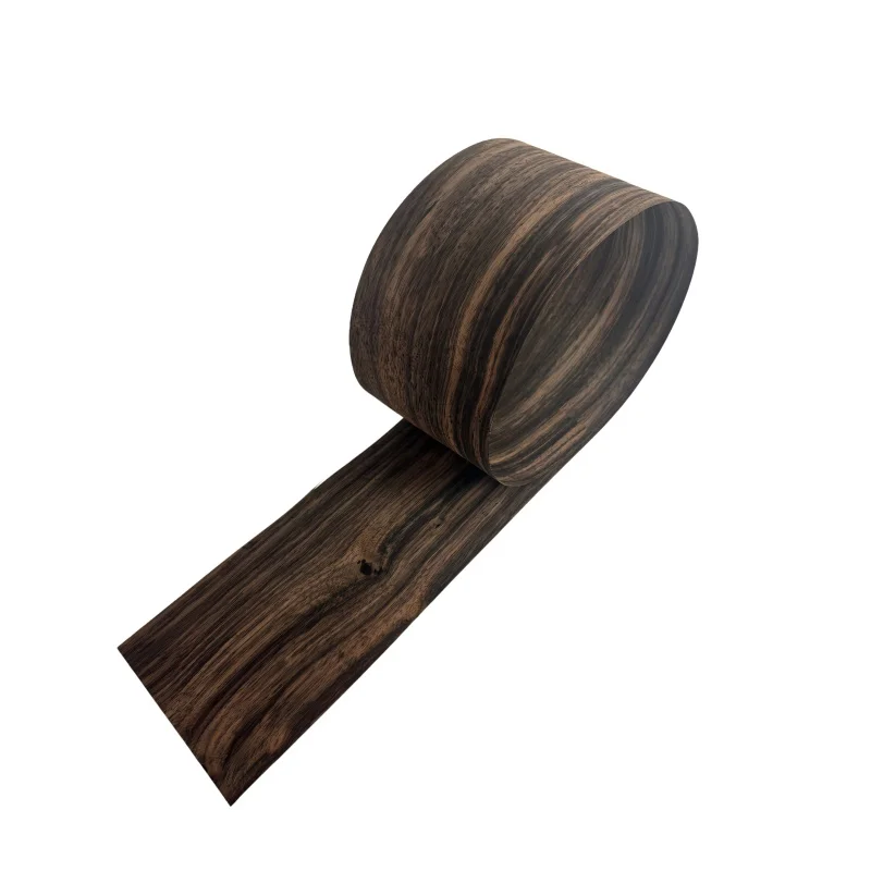 2Pcs 0.5mm thick natural ebony wood veneer sheet, suitable for DIY furniture veneering and craft supplies, size 110x14cm