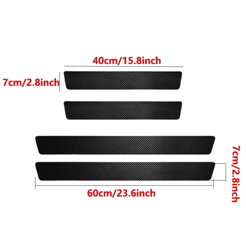 Car Door Sill Protector Sticker Carbon Fiber Vinyl Decal Anti Scratch Scuff Plate Cover For Auto Interior Accessories
