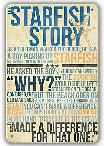 Retro Metal Tin Sign The Starfish Story Inspirational Quote Poster Vintage Metal Plaque Wall Decor Gift For Bathroom Restaurant