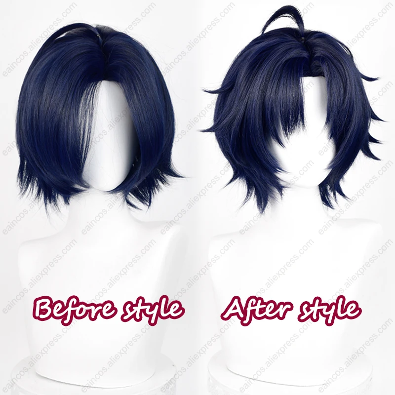 ZZZ Asaba Harumasa Cosplay Wig 30cm Blue Black Short Wigs Heat Resistant Synthetic Hair