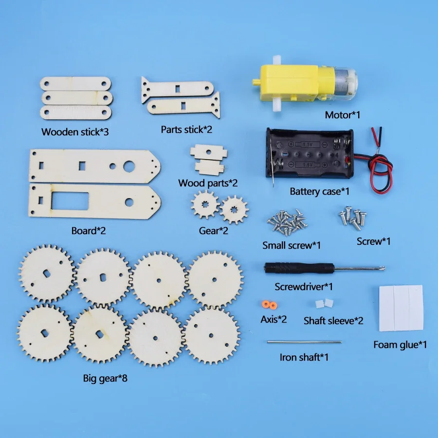 Forward and Backward Gear Car Science Toys Physics Experiment Set DIY Electrico Kit Gear Drives Technology Kids Educational Toys