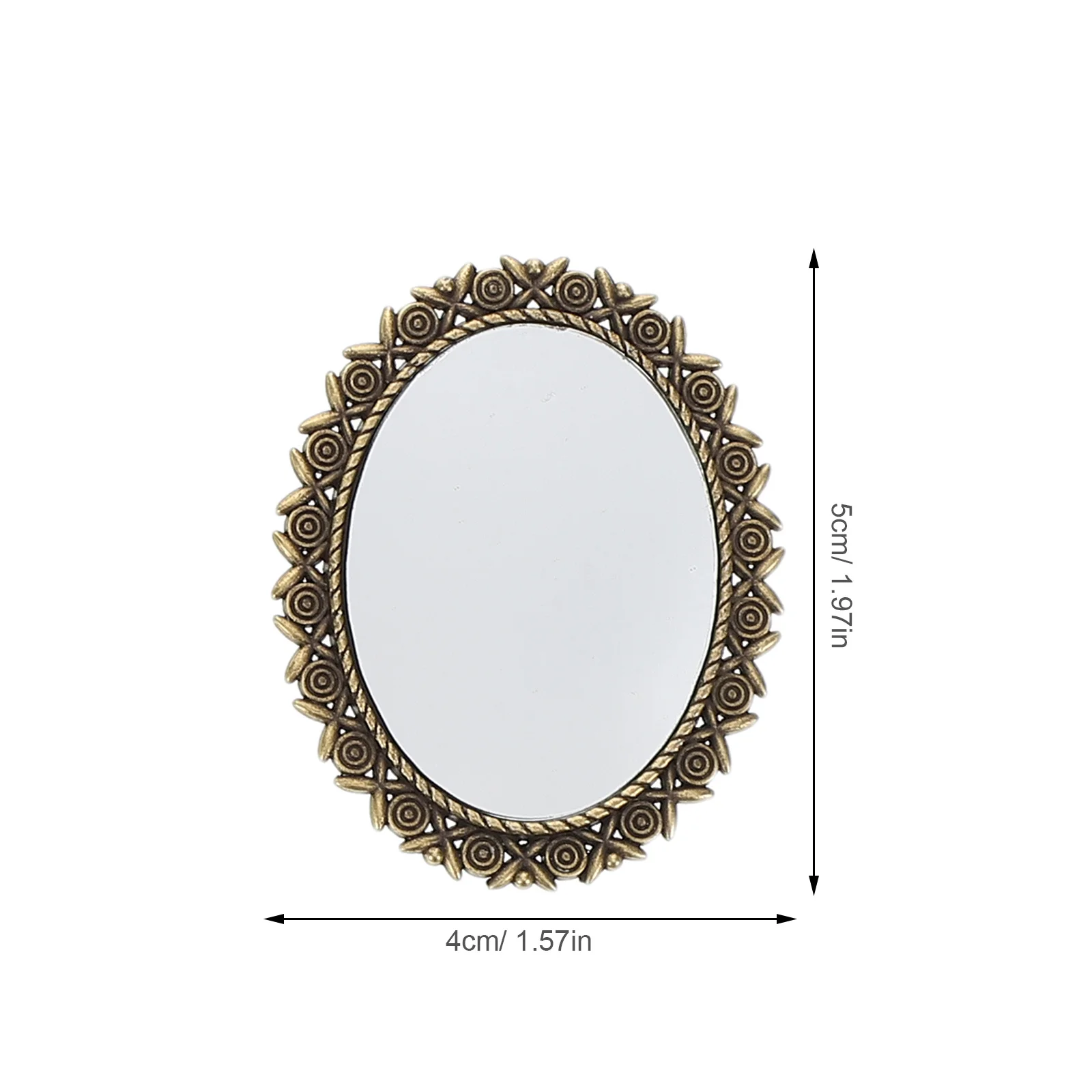 Miroir ovale Vintage pour maison de poupée Miniature, accessoires pour bricolage, aménagement de scène, meubles de chambre à coucher, décoration de salle de bain, 4 pièces