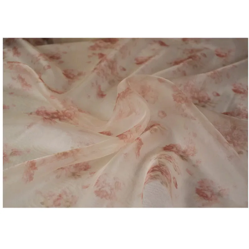 Super Thin Chiffon Fabric for Summer Dress, Moon Light Rose Flower Print, Cheongsam Han Cloth, Children Garment, Transparent