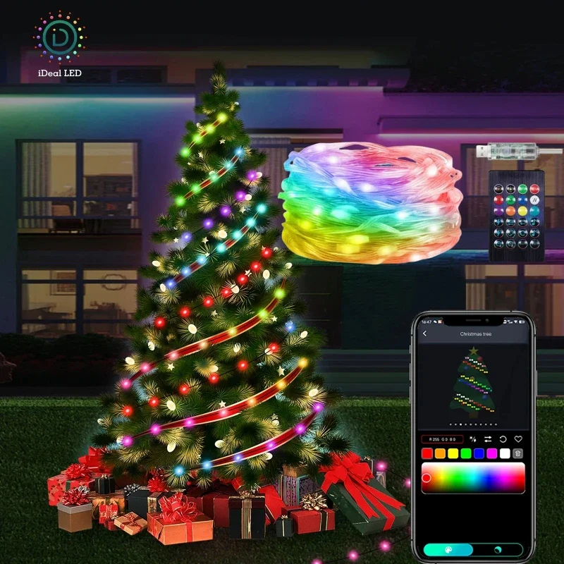 

Waterproof Fairy Light String Smart Music APP 5V USB Dream color RGB WS2812 Christmas Party Garland Light Curtain Room Led Strip