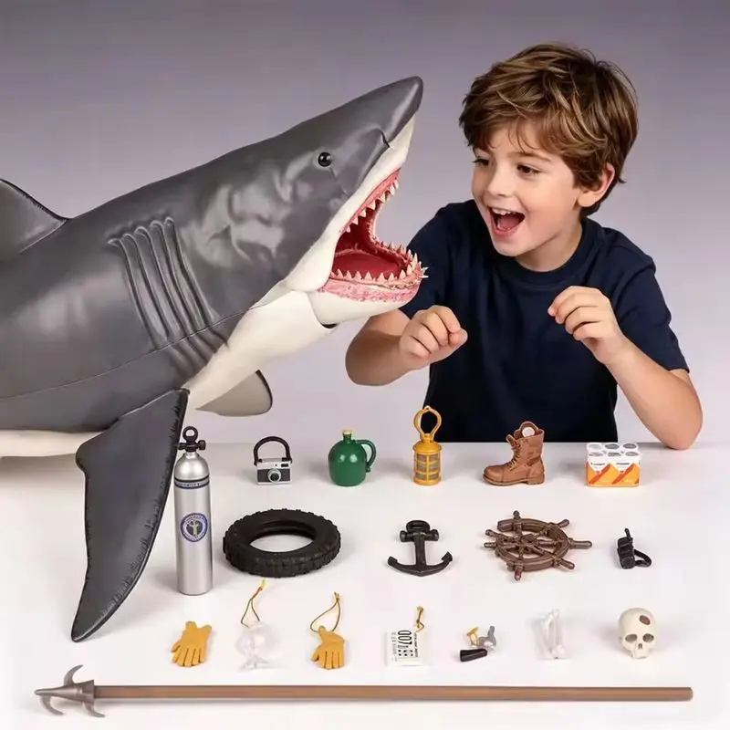 

NECA Jaws Great White Shark Action Figure 12 Inch 50th Anniversary Movie Deluxe Multiple Accessories Realistic Collectible Model