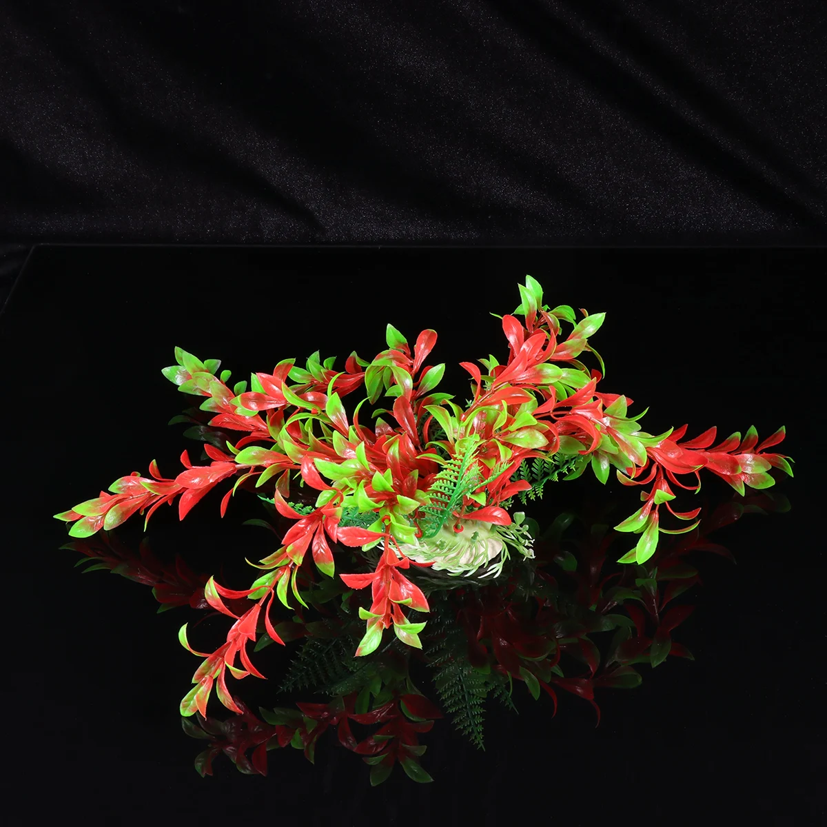 

25Cm Red Aquarium Artificial Plant Landscape Water Grass Miniature Ornament Ceramic Base Fish Tank Decoration Fish Tank Grass
