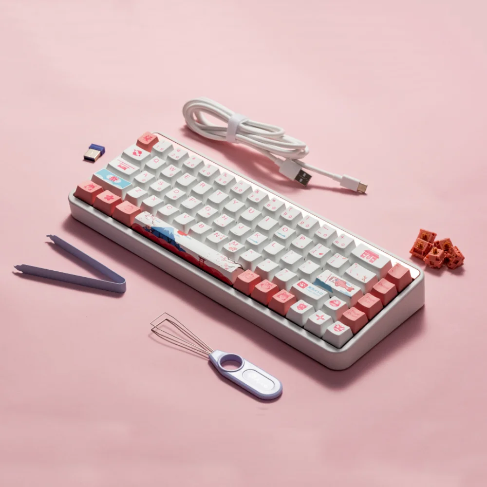 Akko JIN01 65 % benutzerdefinierte mechanische Tastatur 68 Tasten RGB Hot-Swap-fähige BT 5.0/2.4G Wireless & Typ-C kabelgebundene Aluminium-Gaming-Tastatur