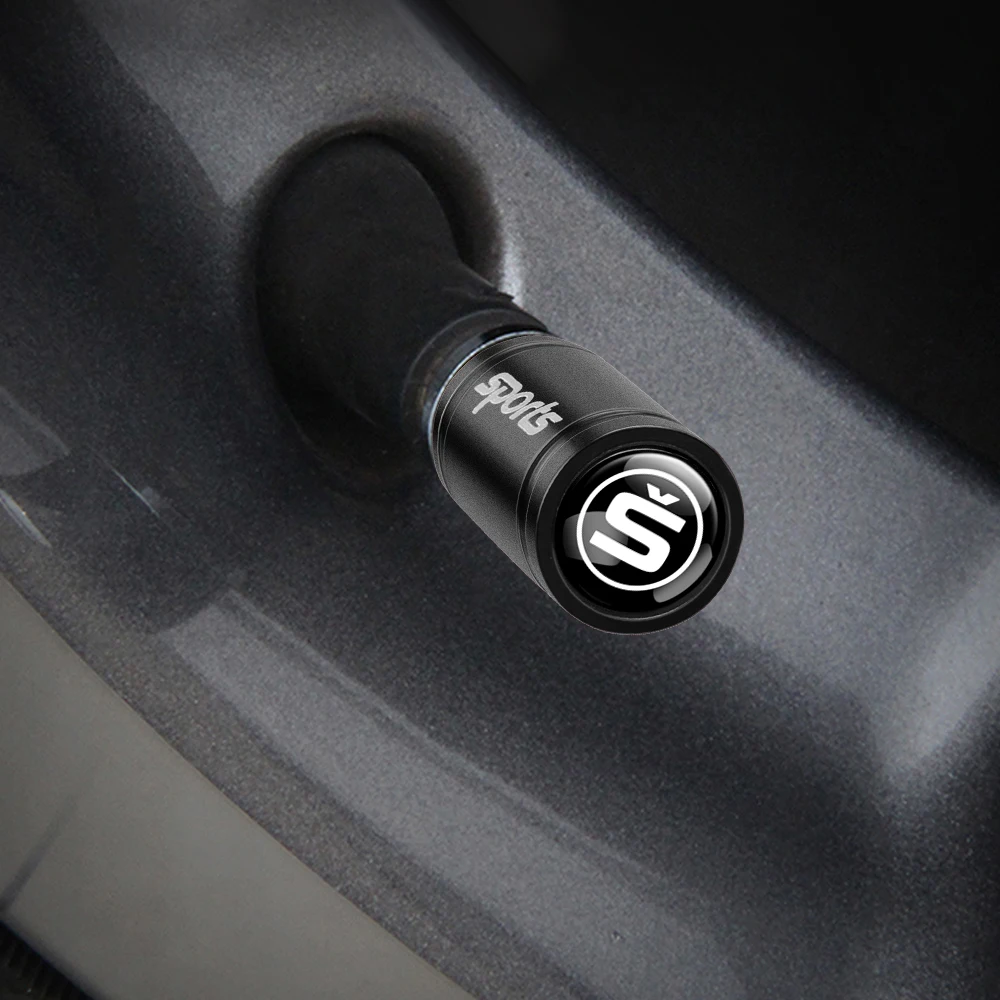 4Pcs Car Accessories Metal Badge Wheel Tire Valve Tyre Stem Caps For Skoda S Octavia Rapid Fabia VII Superb VRS KAMIQ Roomster