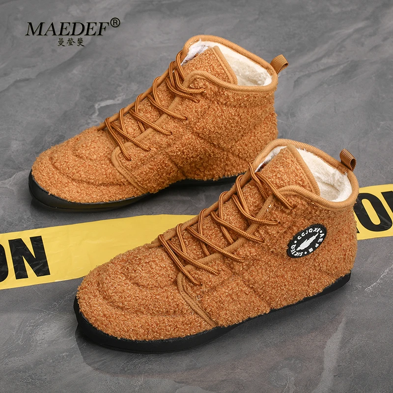 MAEDEF Fashion Cotton Men's Shoes Winter Indoor Non-slip Plush Warm Couple Home Flat Shoe Casual Bedroom Floor Shoes for Men