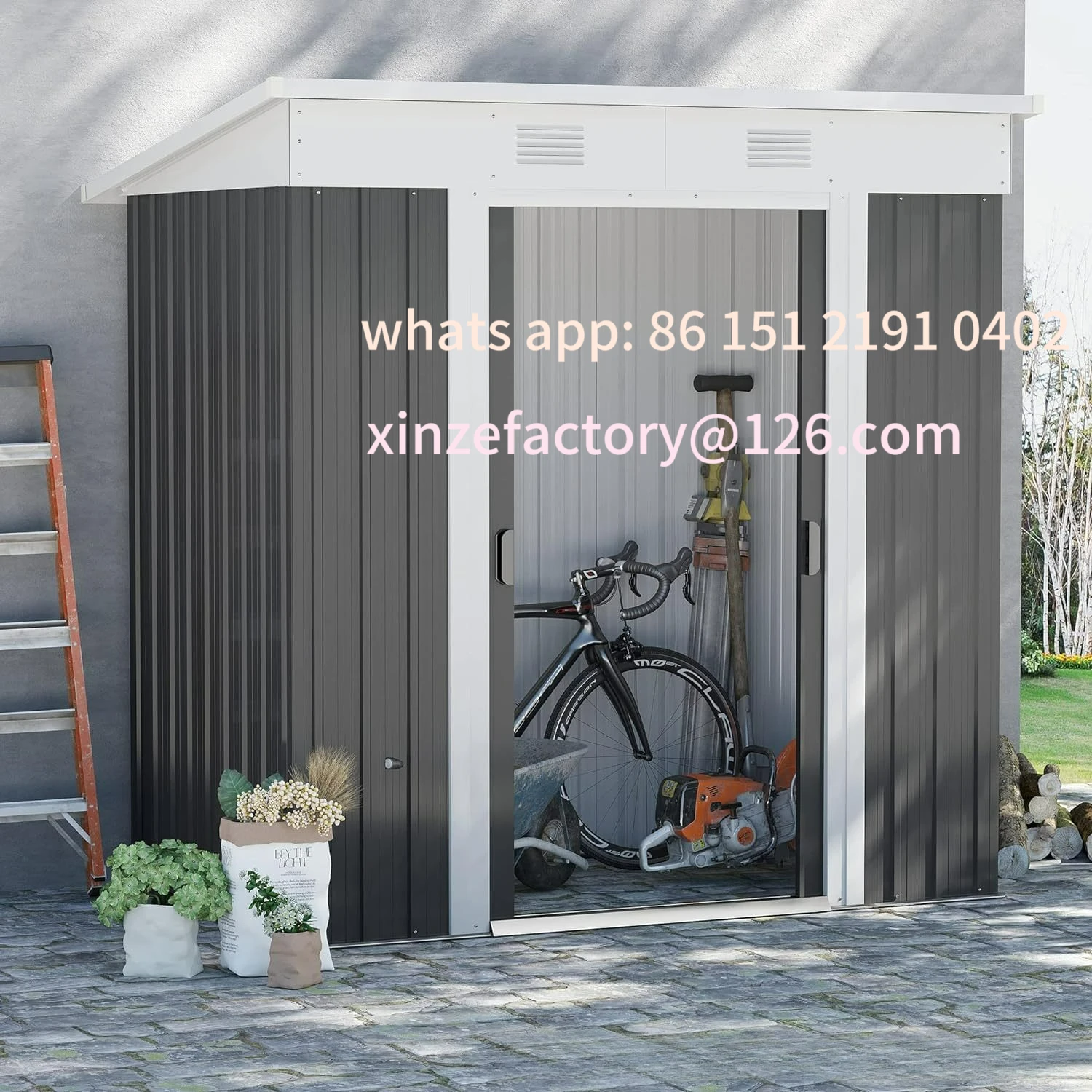 Outdoor tool room Garden courtyard Sub-outdoor storage room Simple sundries combination house Terrace Iron activity board room