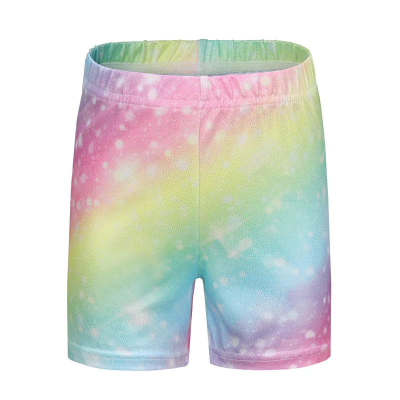 Wholesale High Quality Cheap Many Colors Metallic Coated Shiny Dance Sports Kids Girls Boys Gymnastics Shorts