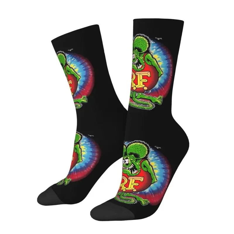 Rat Fink Stripe Men Women Crew Socks Unisex Fashion 3D Printing Comic Cartoon Dress Socks