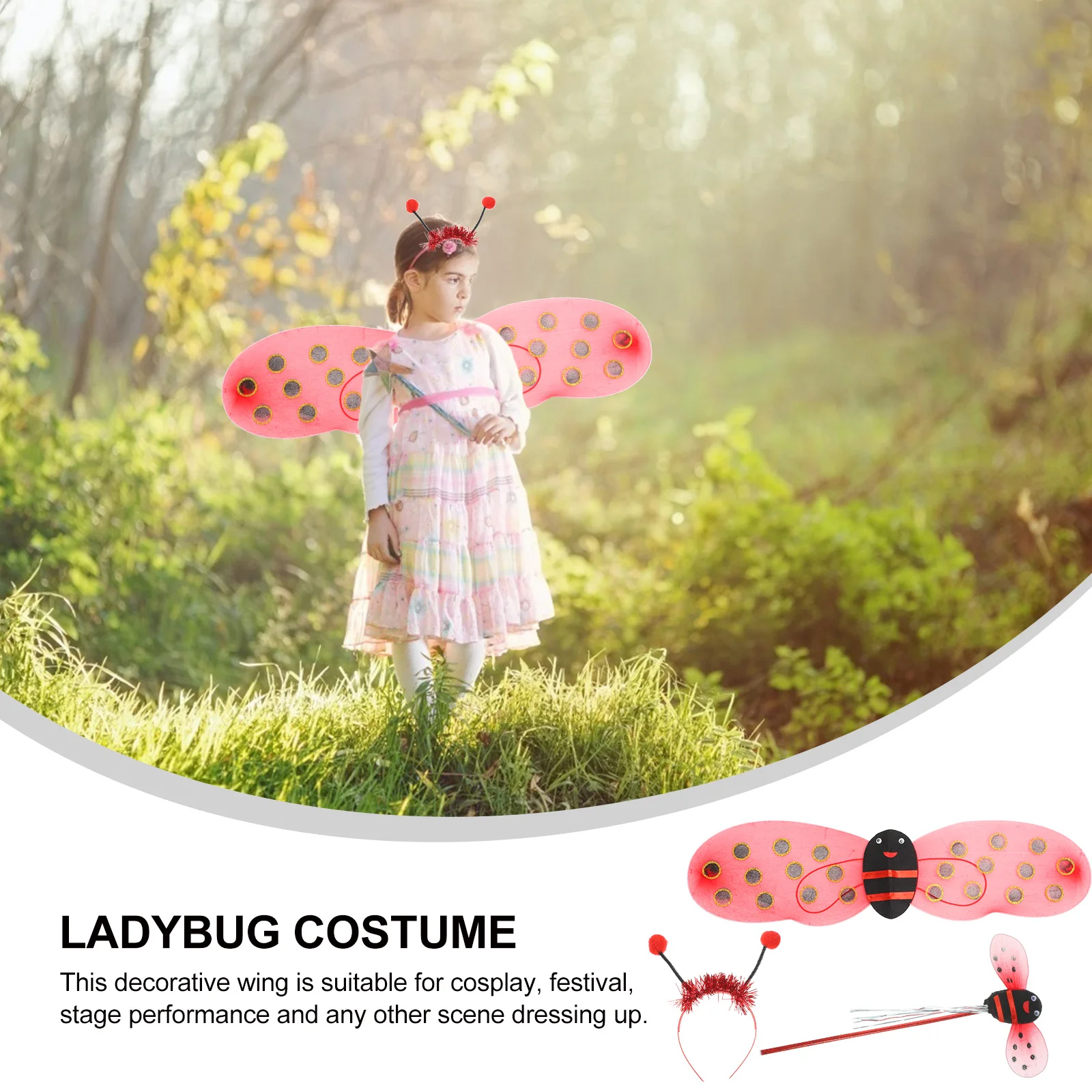 

1 Set Ladybug Fairy Accessories Lightweight Durable Decorative For Festival Party Performance Cosplay Ladybug Wing Costume