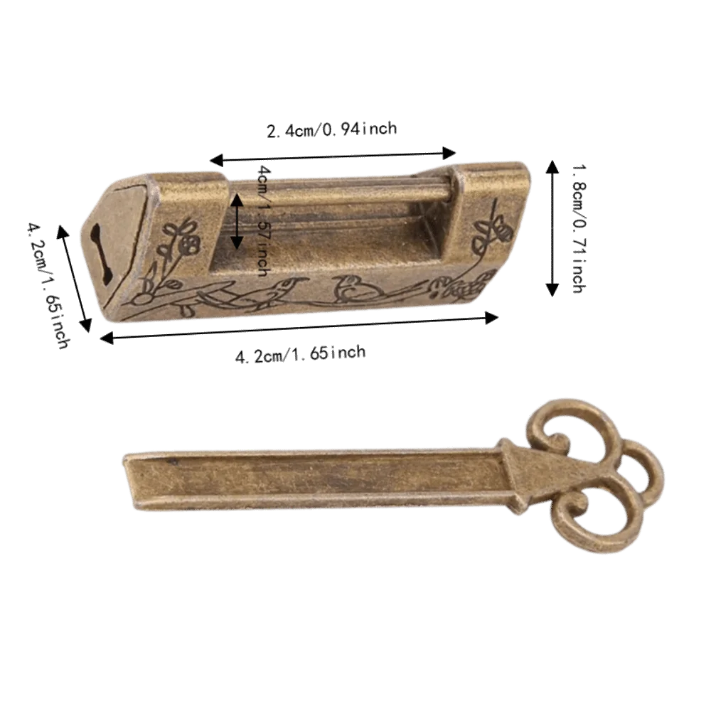 4pcs Bronze Finish Chinese Style Padlock Mini Size With Matching Keys Magpie Flowers Padlock Red Tassel Accessory