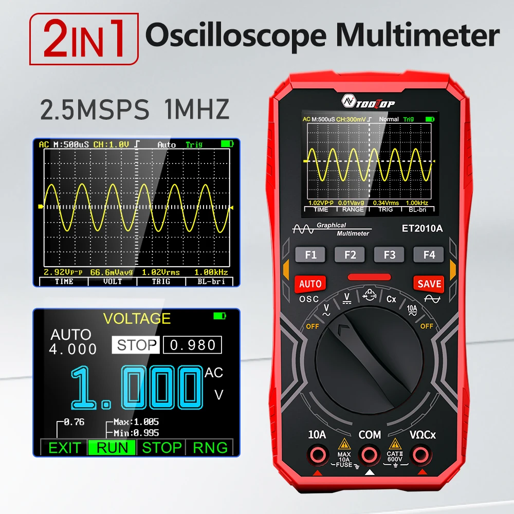 Multímetro Digital Analógico Bandwidth Data Storage Osciloscópio Signal Generator Tester Waveform Sampling Rate 25 Mss em 1