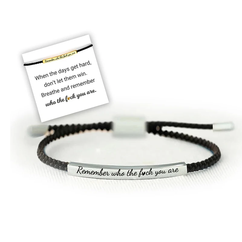 Remember Who The F ck You Are Motivational Tube Bracelet, Adjustable Hand Braided Wrap Tube Bracelet, Funny Inspirational