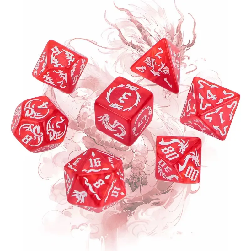 Polyhedral Dice for Role Playing Board Game, Digital Pattern, Acrylic, DND, RPG, Party, Club, 7Pcs Set