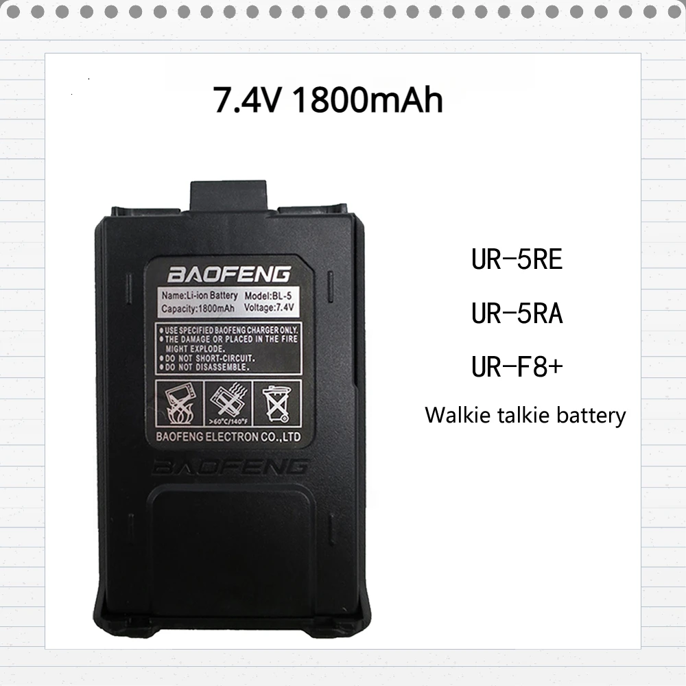 Baofeng UV5R 1800mAh 7.4V Li-on Rechargeable Batteries Walkie Talkie Battery UV5-R Radio Accessories UV 5R 100% High Quality