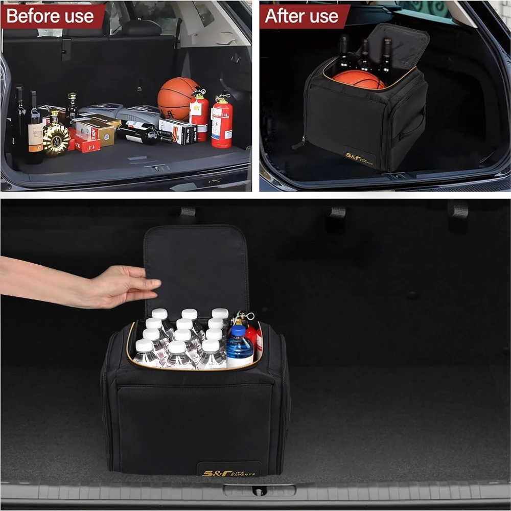 30L Car Storage Bag Trunk Bag Large Capacity Vehicle Rear Boot Multi-use Tools Food Drinks Tidy Organizer Box Oxford Cloth Case