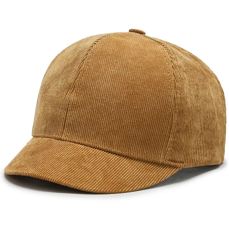 Męska czapka z daszkiem z krótkim rondem Casual Solid Corduroy Soft Top Cap Small Brim Snapback Caps for Women Bone Gorras Dad Hat