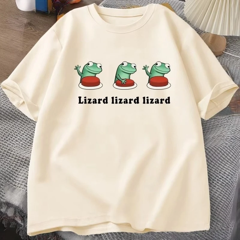 Lizard Meme T-Shirt Men Women Funny Cotton Short Sleeve T-Shirt Casual Summer Round Neck High Quality Loose Tshirt Streetwear