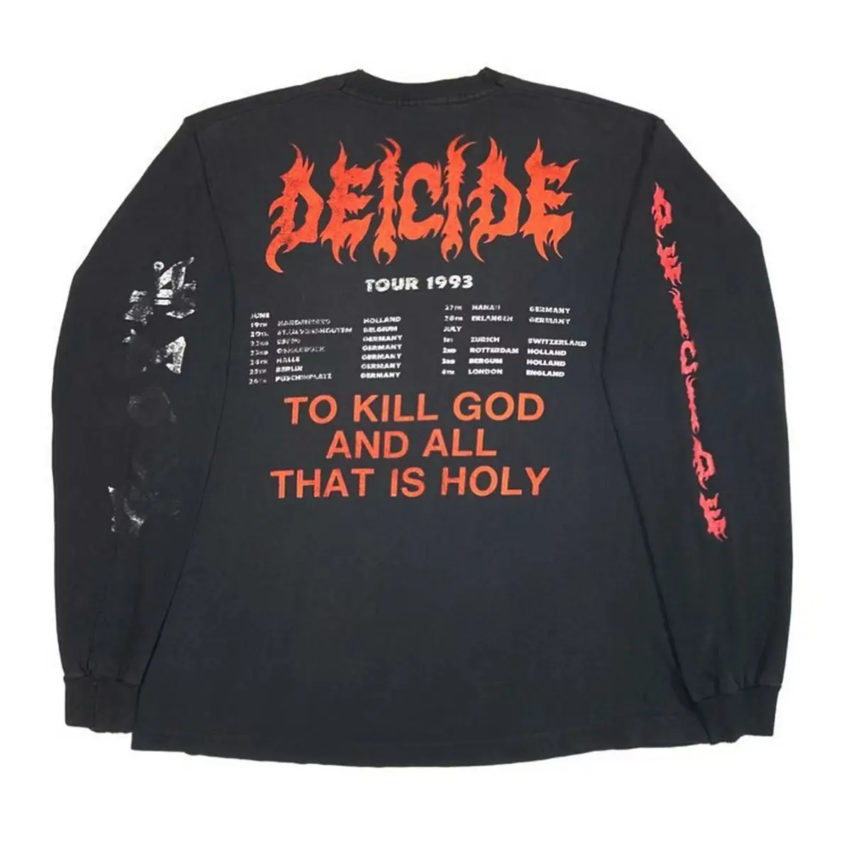 

Gothic Punk Oversized Loose T-shirt Y2K Hip-hop Long Sleeves Letter Print High Street Harajuku Cotton Top for Men