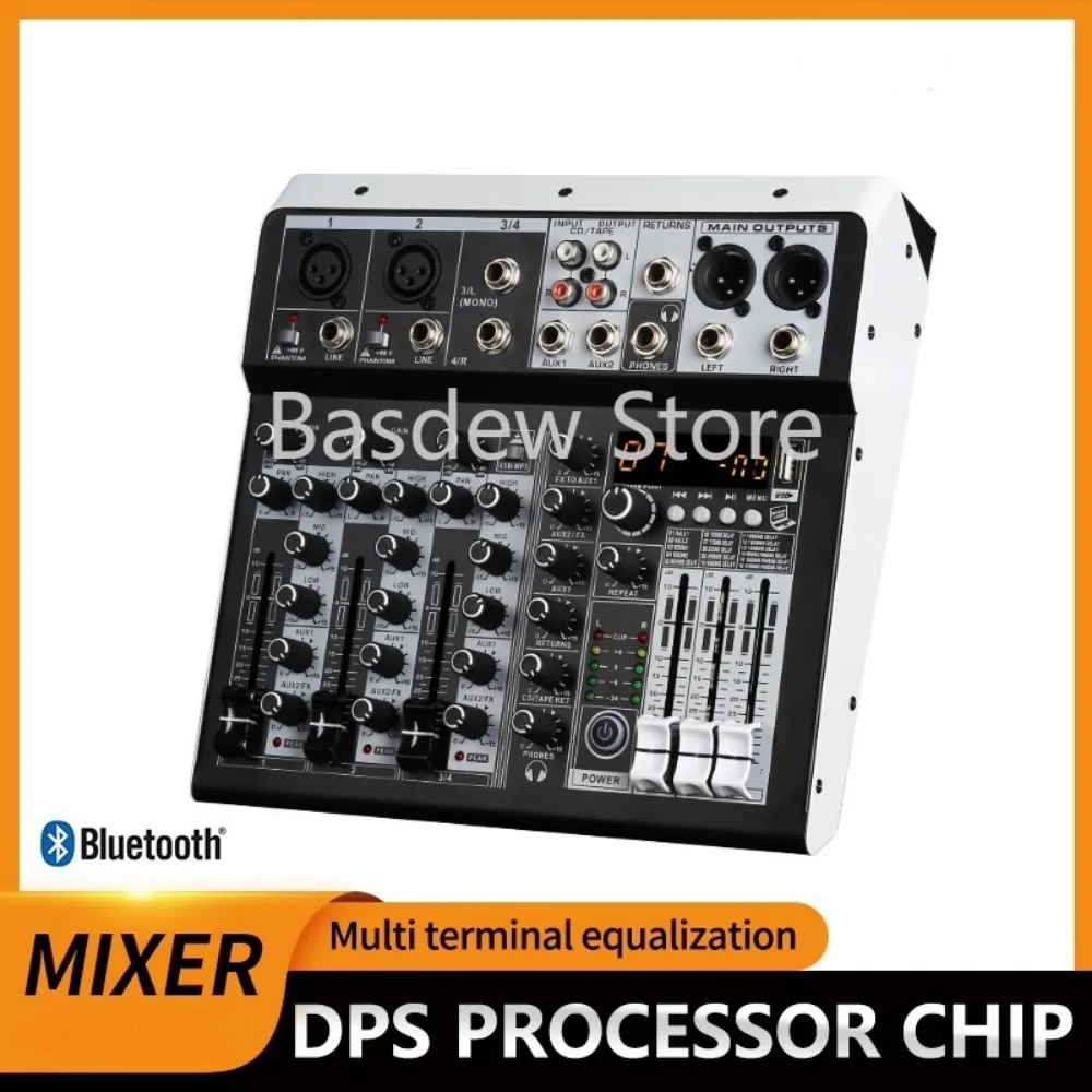 Four-Way Small Mixer Mobile Phone Sound Card Computer Audio Mixer Recording Dspx Effector Professional