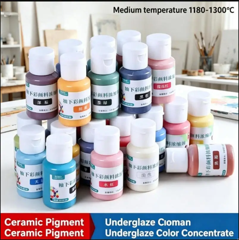 Ceramic Underglaze Paint Concentrate, Medium Temperature 1180-1250℃ Pottery Pigment for DIY Ceramic Painting
