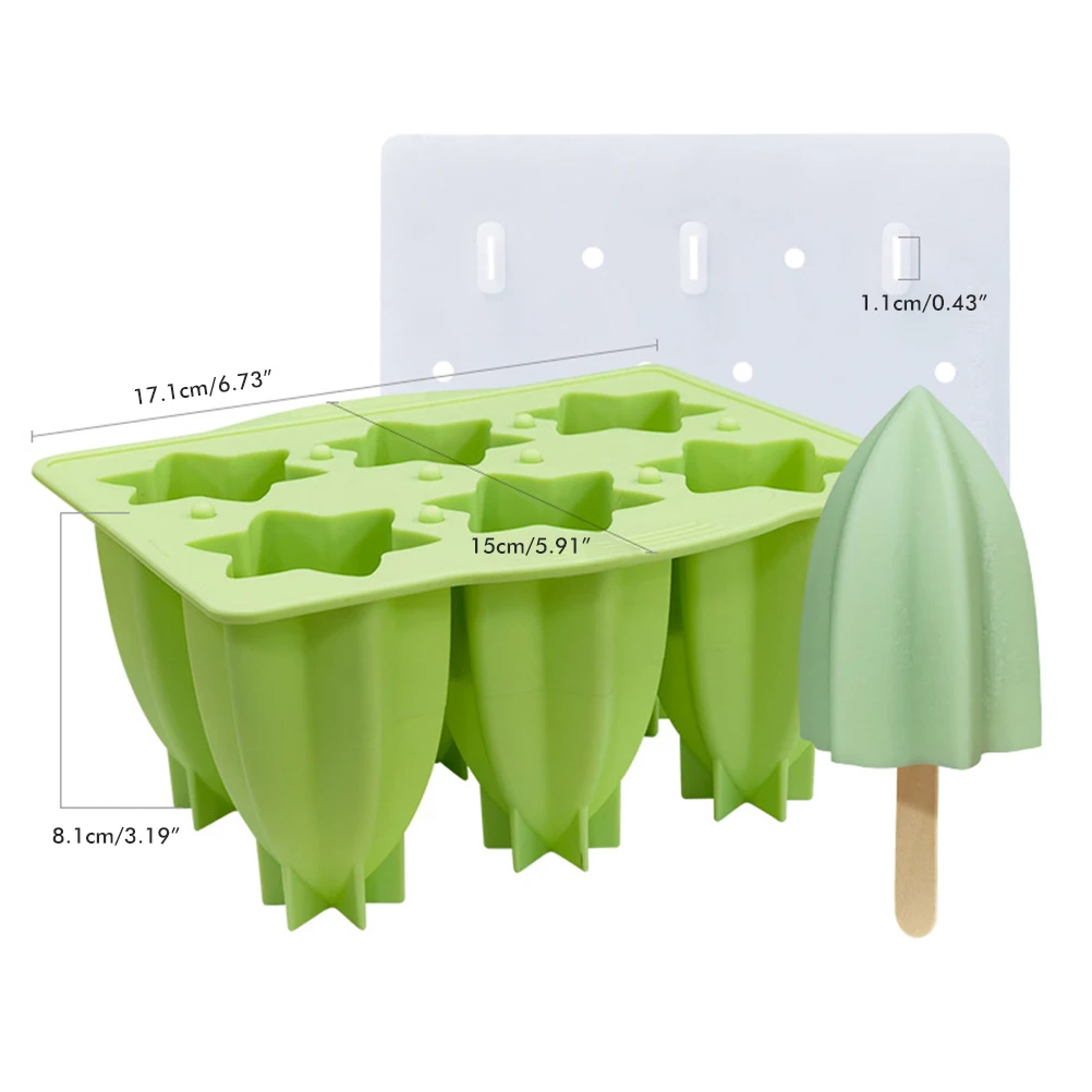 

6 Cavity Carambola Silicone Ice Cream Mold with Lid DIY Ice Lolly Mold Popsicle Ice Mould