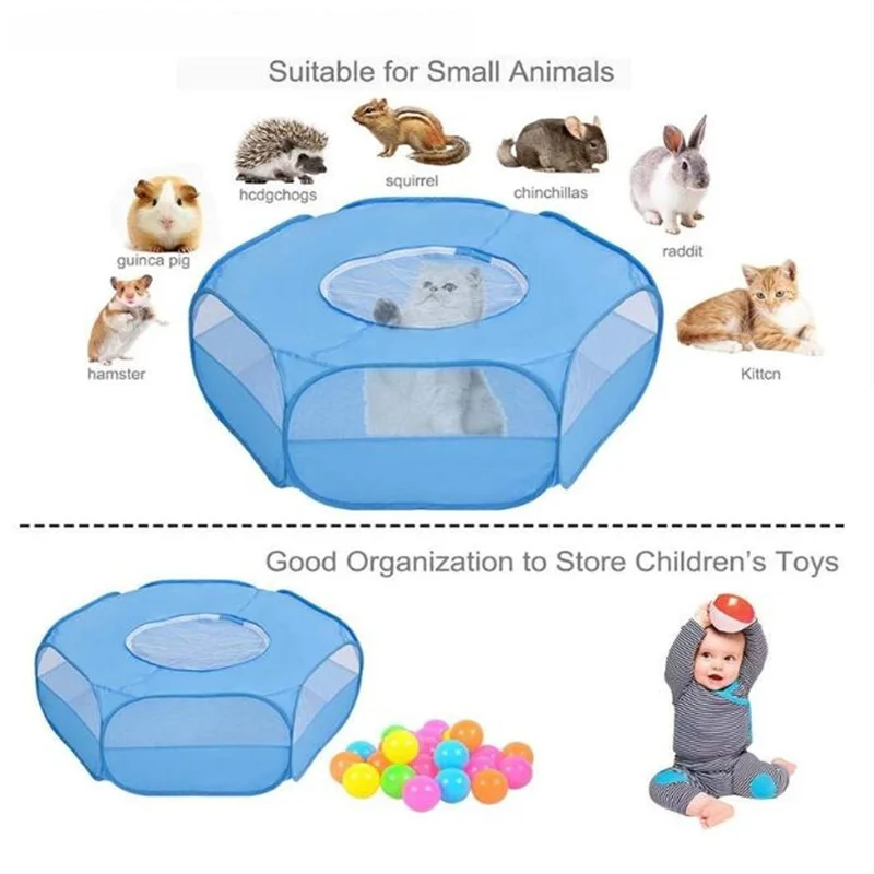 

Collapsible Transparent Mesh Tent Corral Fences Puppy Shade Portable Cage for Dog Corralitos Bunny Rabbit Guinea Pig Kitten