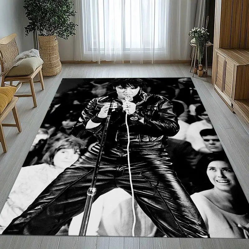 Vintage E-Elvis Graceland Rock 'n' Roll Soft Non-Slip Area Rug for Living Room,Bedroom Playroom Carpet Mat for Sofa,Home Decor