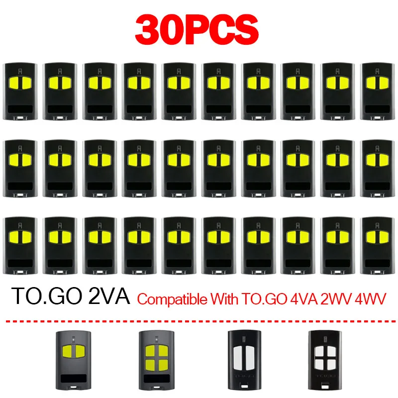 30PCS BENINCA Remote Control TO GO 2VA 4VA 2WV 4WV VA WV 2 4 VA WV Garage Command Gate Remote Control 433.92MHz Rolling Code