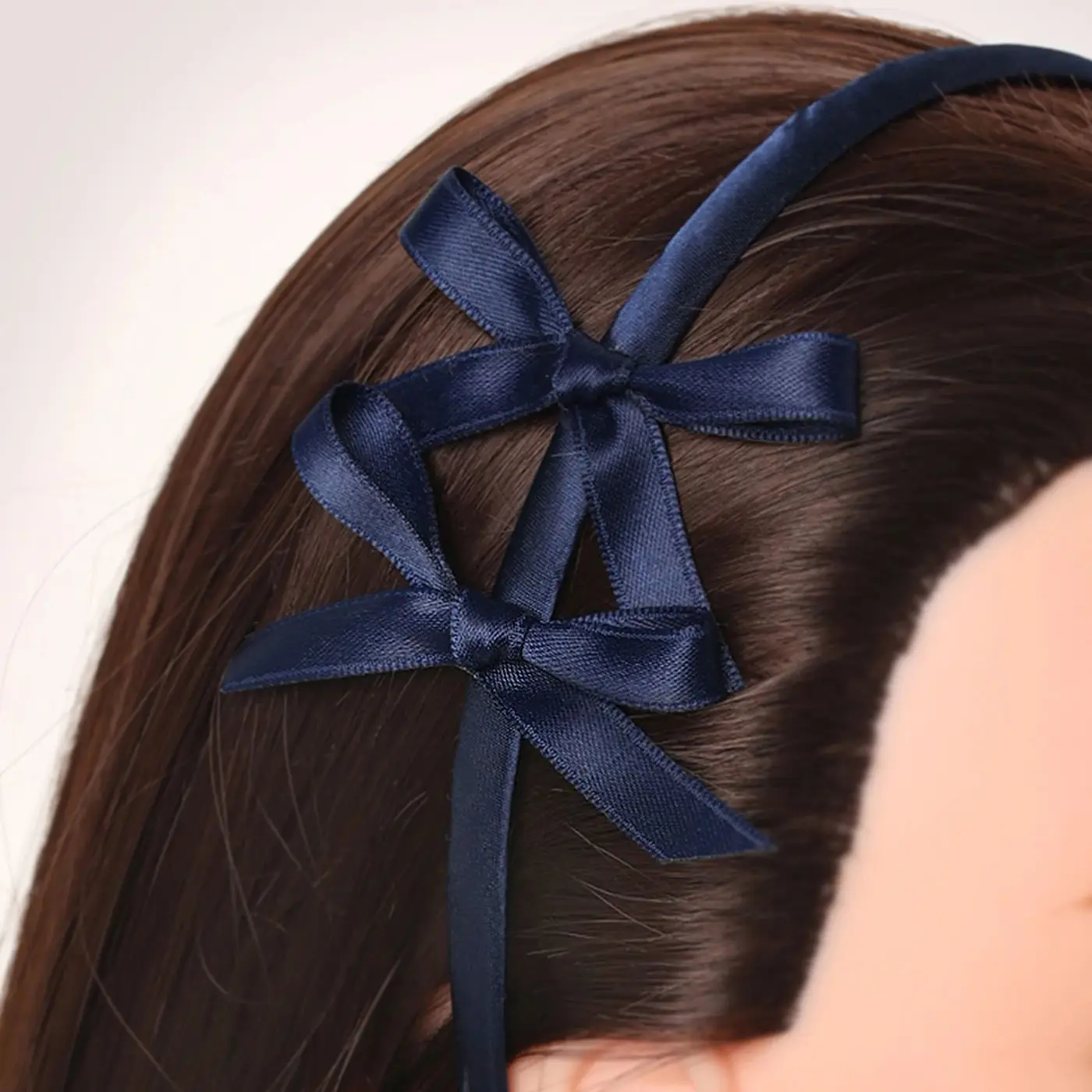 2024 New Elegant Solid Color Double Bowknots Silk Ribbons Hair Hoop for Women Girls Sweet Ballet Style Hairband Hair Accessories