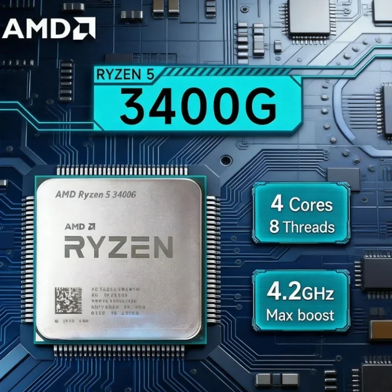 

AMD Ryzen 5 3400G R5 3400G 4 Core 8 Thread 3.7GHz 4.2GHz Radeon Vega 11 Graphics AM4 DDR4 65W Desktop Gaming APU