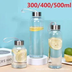 300/400/500ml Transparent Water Bottle Stainless Steel Cover Plastic Water Cup Portable Drinking Bottle For office tea Sports