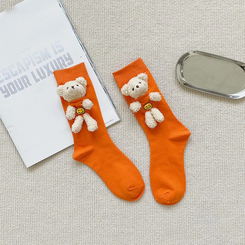 Women's - Spring & Summer Candy-colored 3D New Fashion, Women's Ins Cute 3D Bear Socks, Korean-INS Style