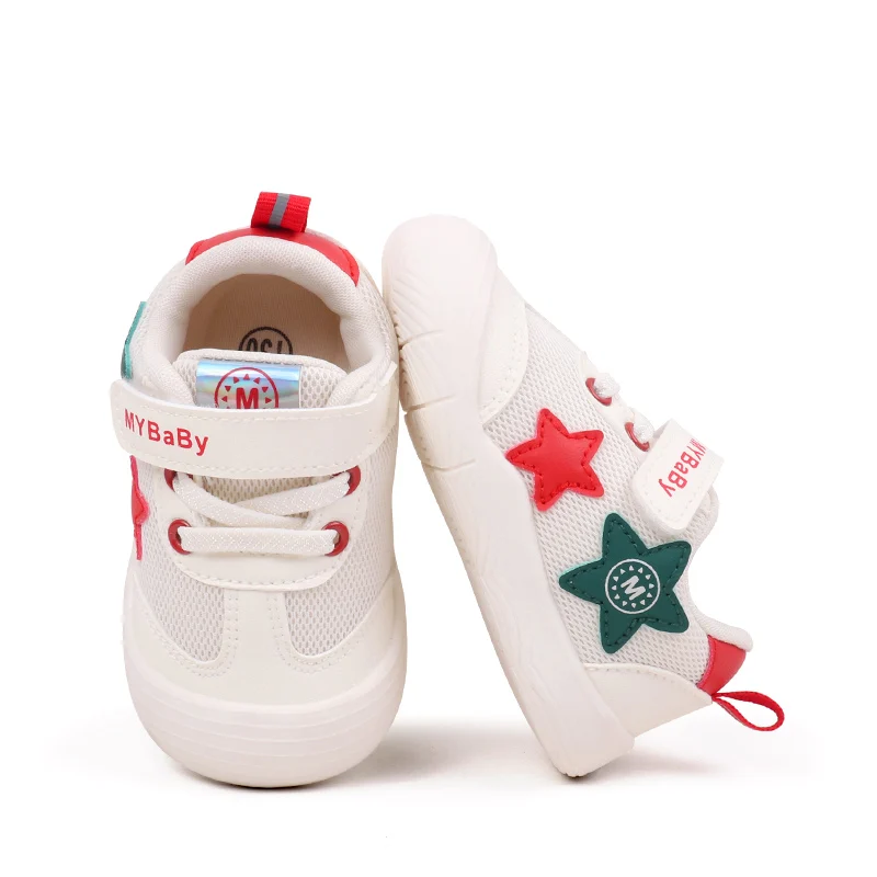 Spring & Autumn Children Sneakers Cute Baby Girl and Boy Five-pointed Star Mesh Breathable Non-slip Toddler Shoes First Walkers