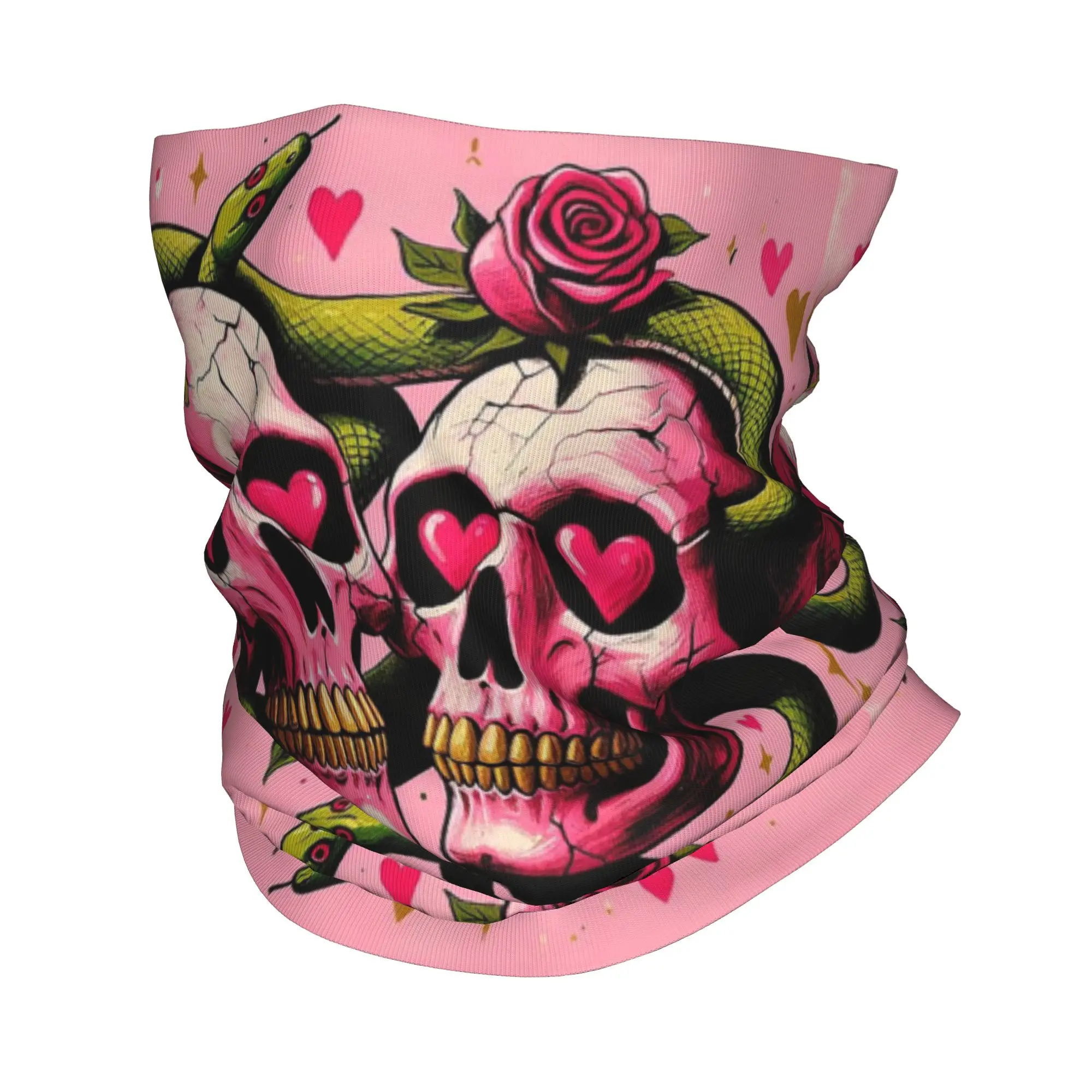 Skull Snake and Roses Printed Bandana Neck Cover Printed Mask Scarf Warm Cycling Scarf Outdoor Sports For Men Women Adult