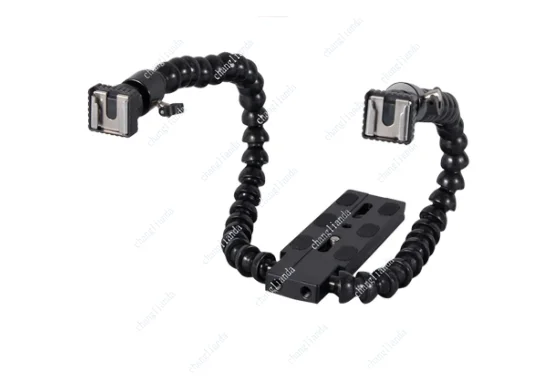 Flexible Dual Arm Hot Shoe Flash Bracket Mount Holder For Accessories