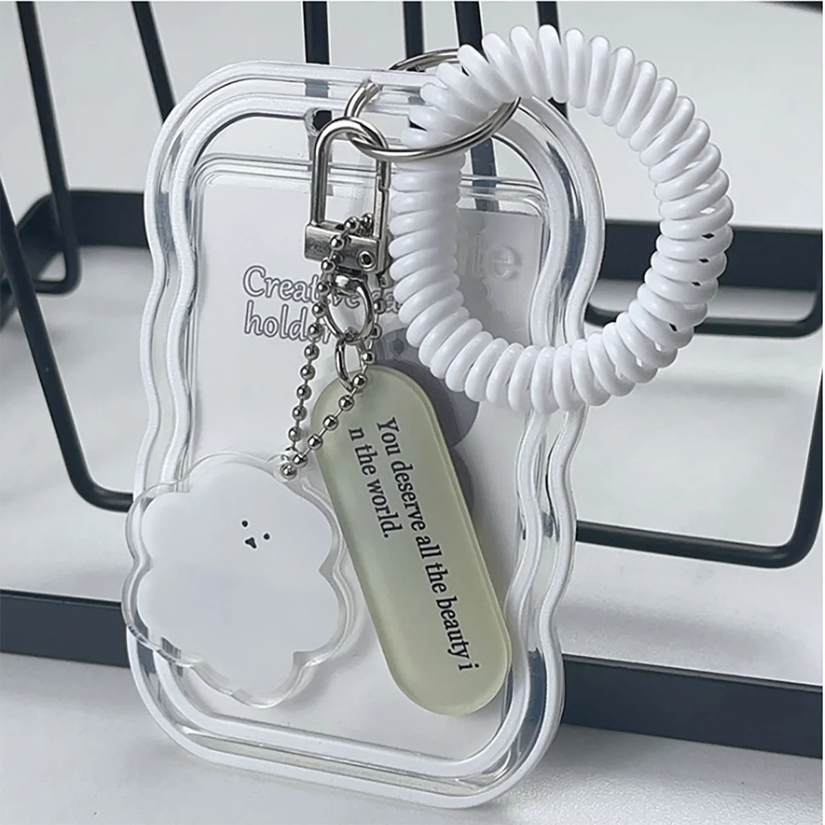 Creative Design Kpop Photocard Holder Transparent Card Holder Keychain Photo Sleeves Bus Card Student Card Case Photo Protector