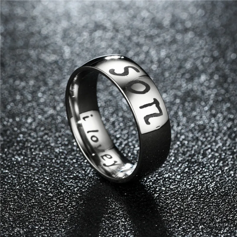 Europe And America Classic Stainless Steel Rings ‘Love You Mom Dad Son Daughter’ Family Member Rings Fashion Jewelry Wholesale