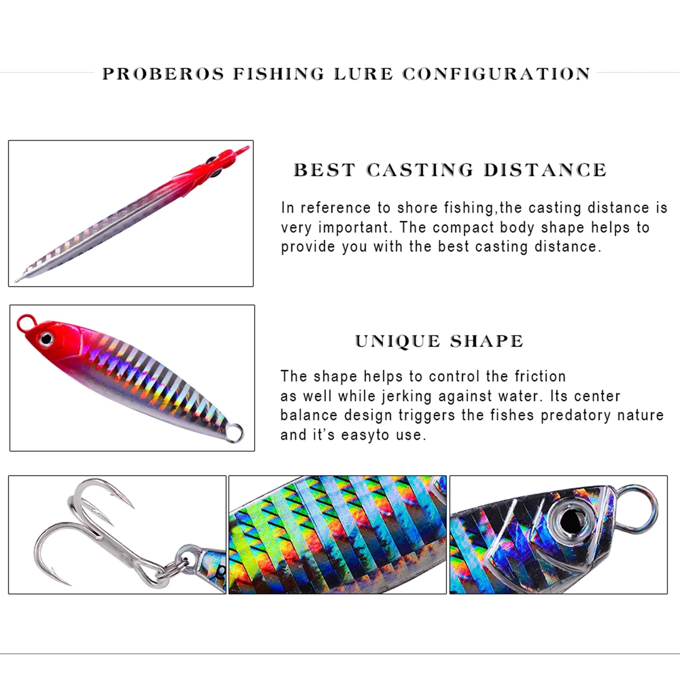 PROBEROS 5 Stück Jigging-Köder Metall-Casting-Jig 7g/10g/15g/20g/30g Simulierter Metall-Slow-Shaking-Jig-Köder Kunstköder – Detail 3