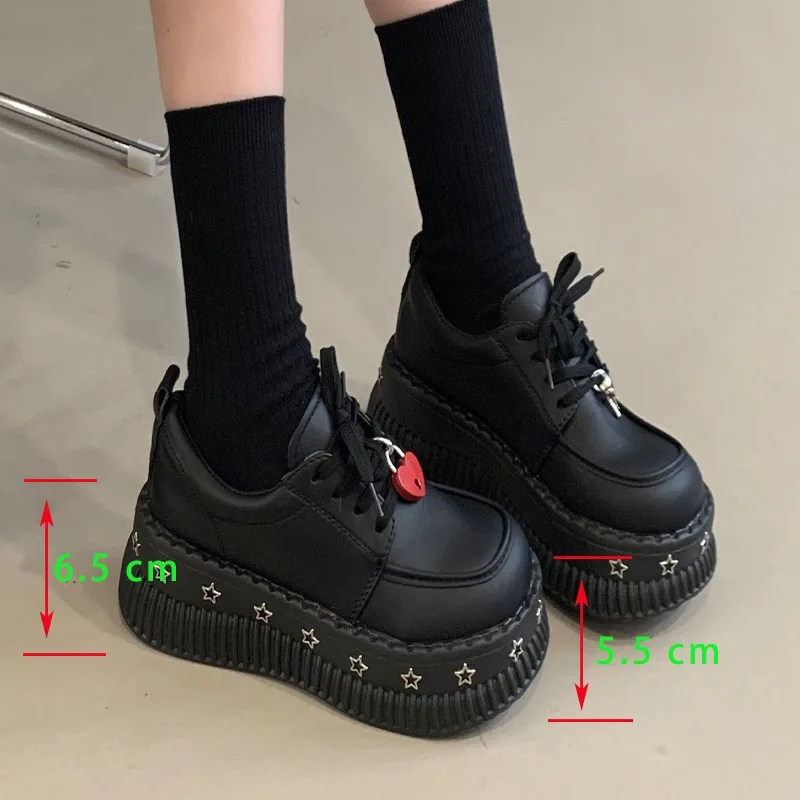 Retro British Style Muffin New Spring and Autumn New High-Rise All-Match Thick Bottom High-Rise Big Head Small Leather Sho