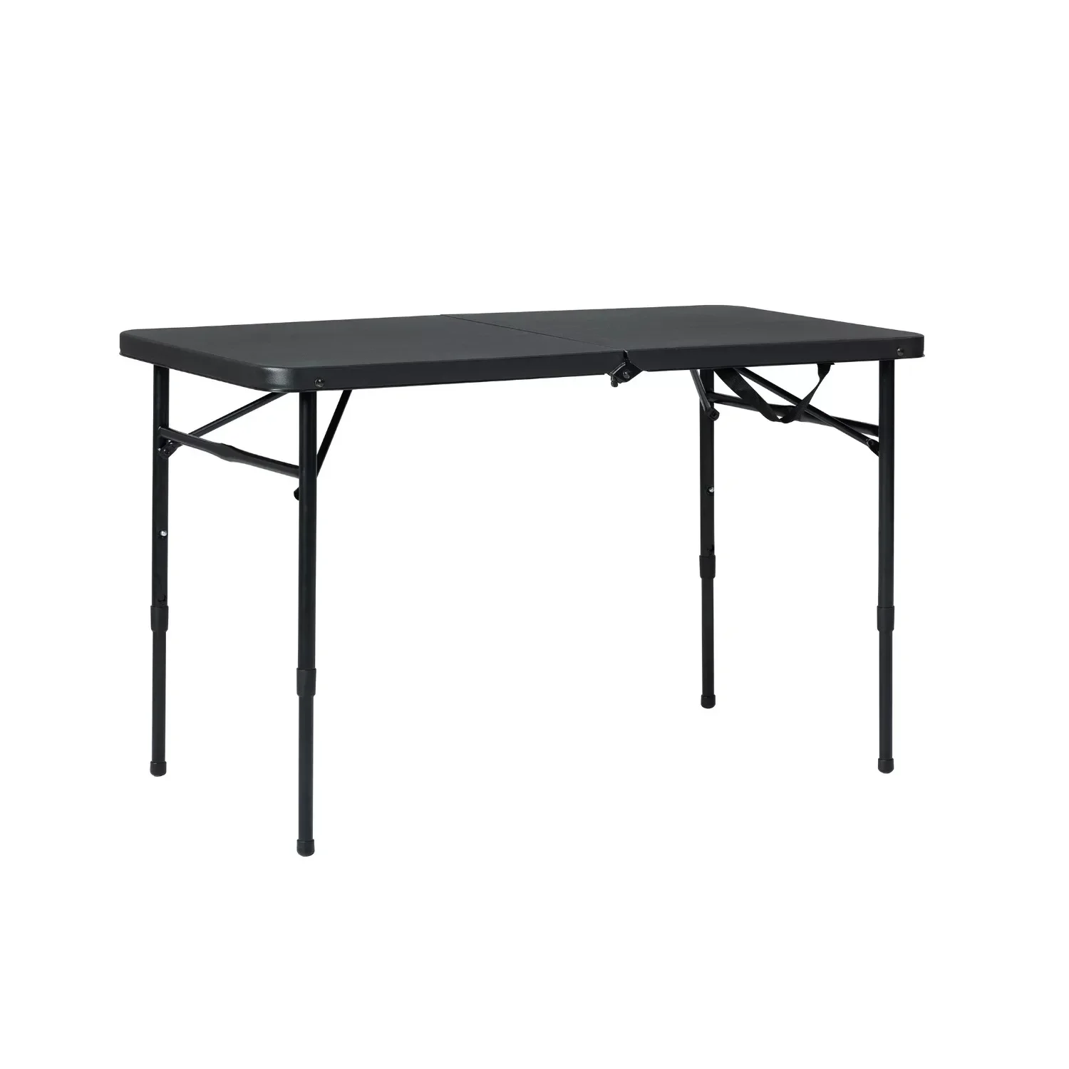 

Mainstays 40"L x 20"W Plastic Adjustable Height Fold-in-Half Folding Table, Rich Black | USA | NEW