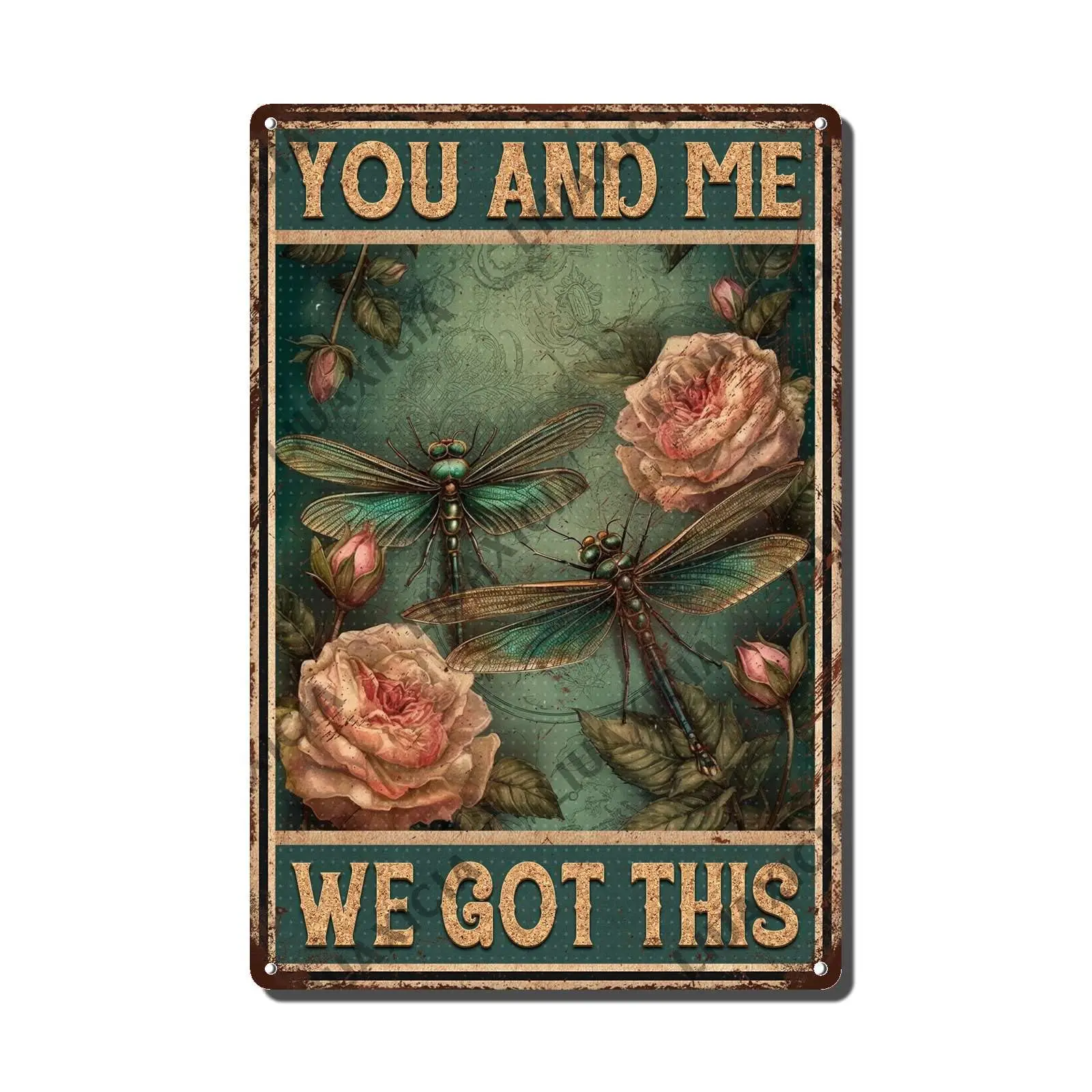 Винтажные металлические жестяные знаки со стрекозой, Настенный декор, вы и я, мы получили этот знак Metai, интересное настенное украшение для ванной, подходит