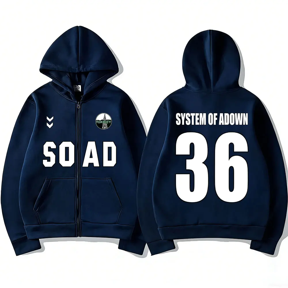 System of A Down Toxicity Zipper Hoodie Men Women Rock Vintage Oversized Zip Up Jacket Men's Football Harajuku Zip Up Sweatshirt