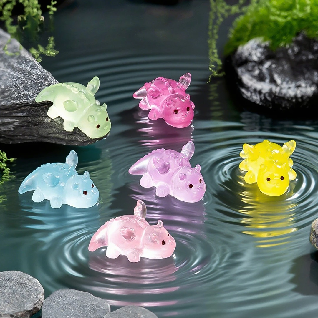 10/20/50 قطعة لطيف ديناصور صغير سيارة الحلي ليلة متوهجة مضيئة حديقة الجنية ديكور المنزل توهج في الليل زخرفة الديكور