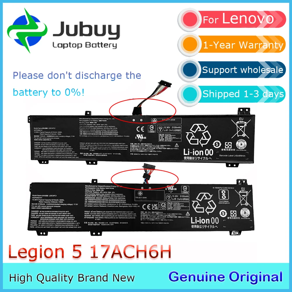 L20C4PC1 15.36V 80Wh Original Laptop Battery for Lenovo Legion 5 17ACH6H 16ITH6 16ACH6H 2021 L20M4PC1 L20D4PC1